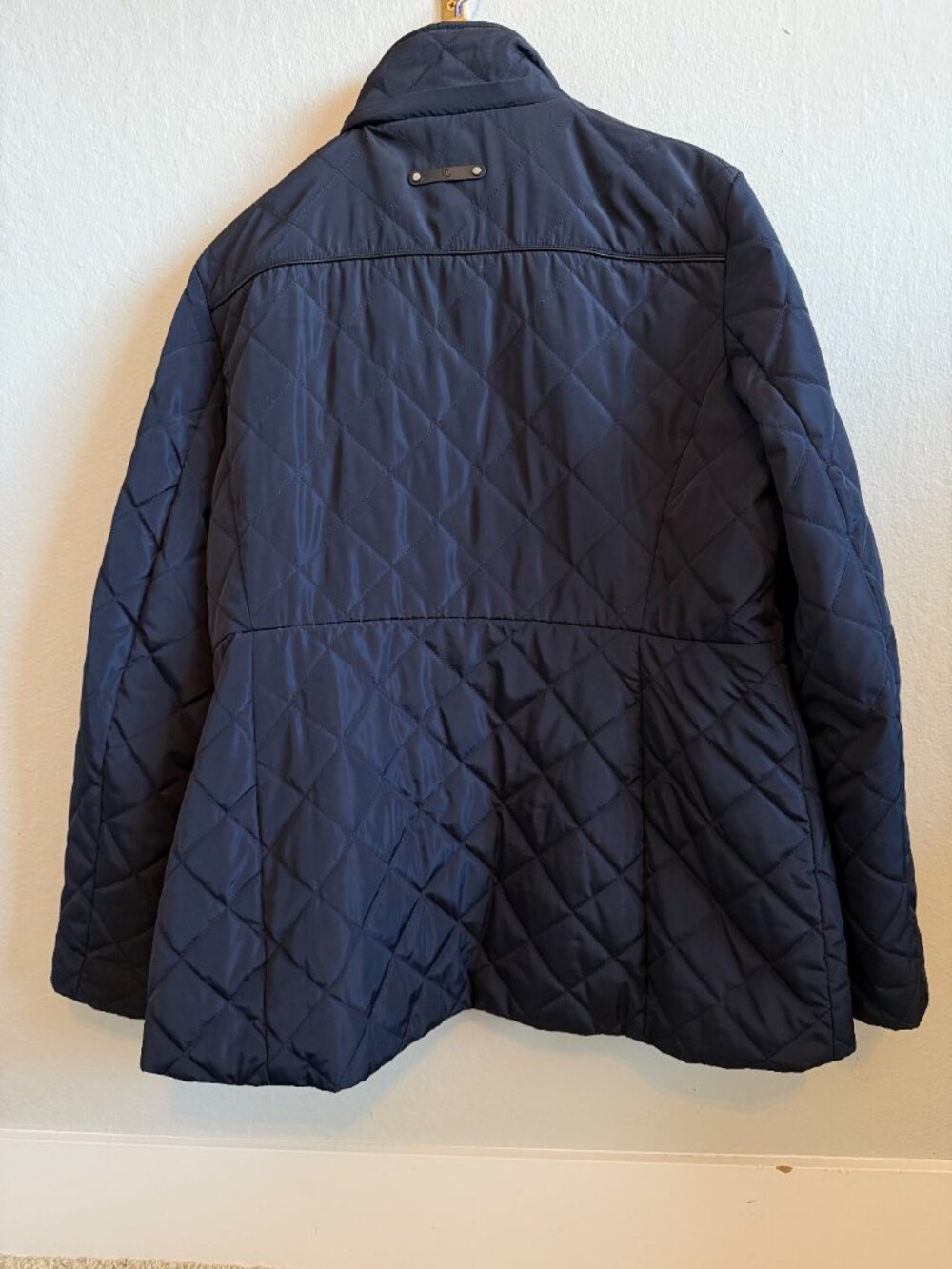 Lauren Ralph Lauren Navy Quilted Jacket Women XL Faux Leather Trim LRL - Picture 8 of 11